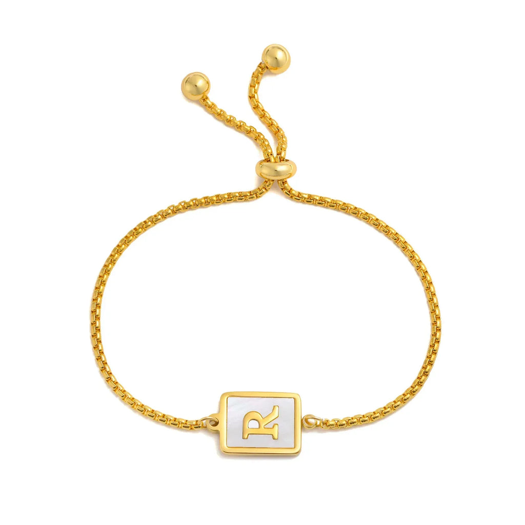 stainless-steel-english-letter-square-gold-bracelet - Viexta