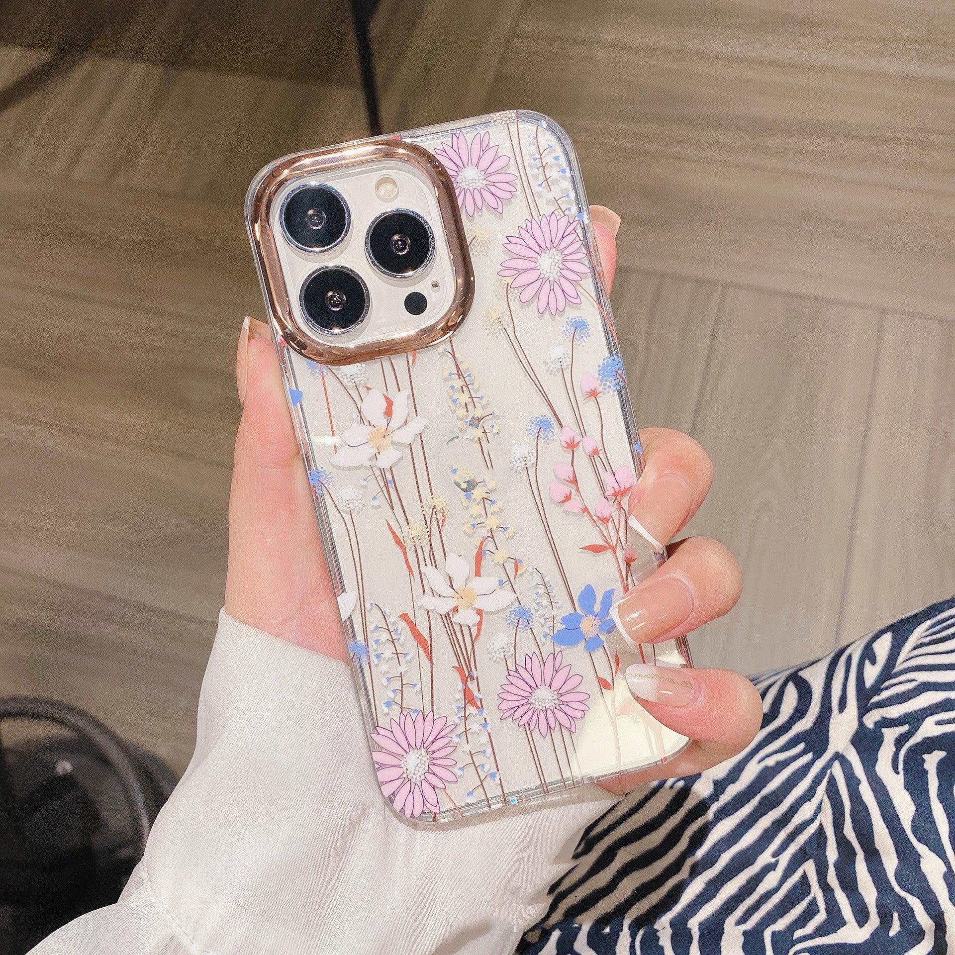 Transparent Flower Double-sided Laminated iPhone Case - Viexta