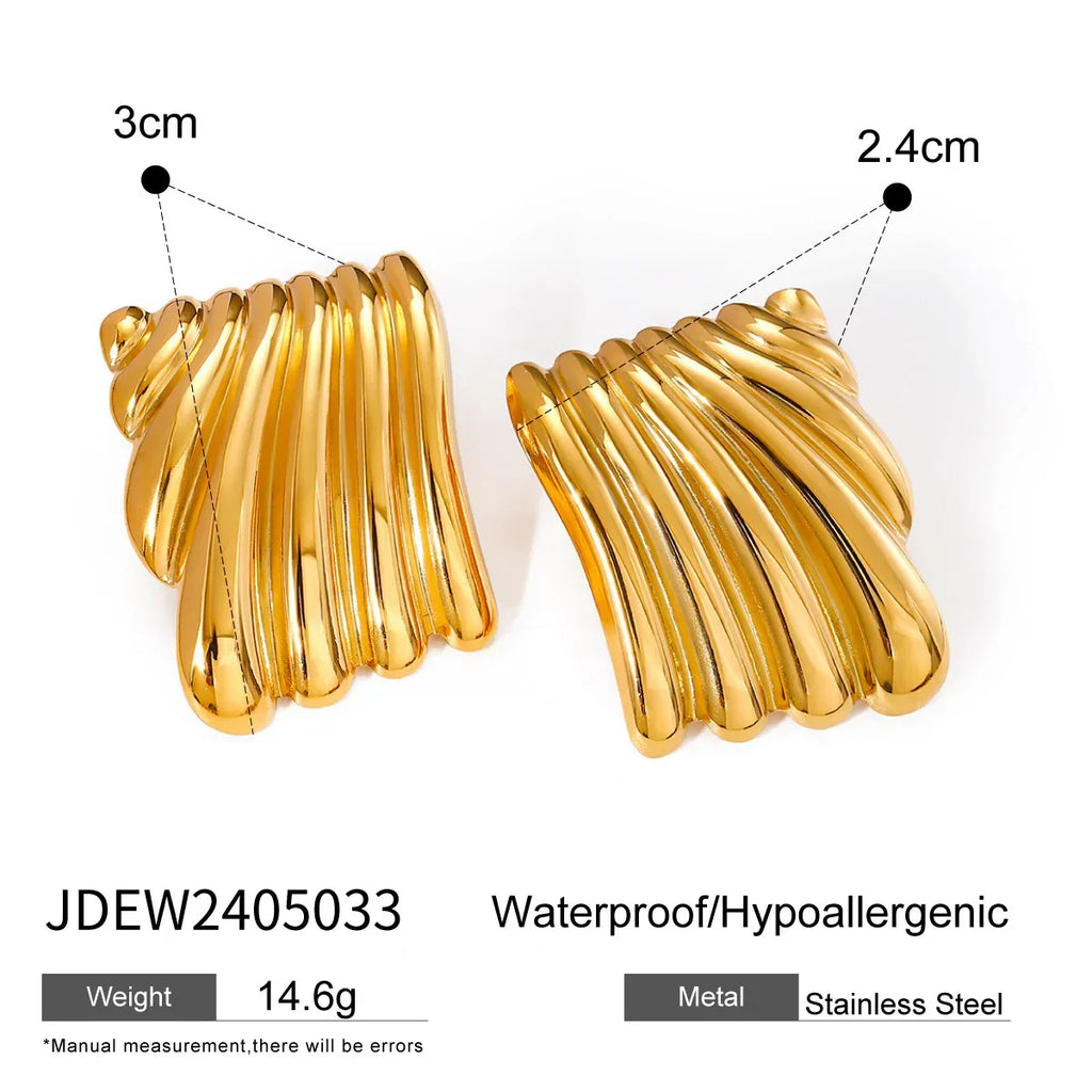 Irregular Pleated Square Wave Earrings - Viexta