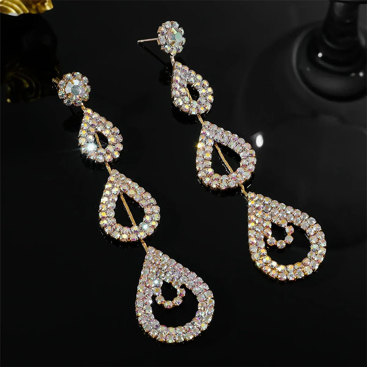Rhinestone Long Earrings - Viexta