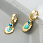 Titanium Steel Dripping Oil Turquoise Earrings