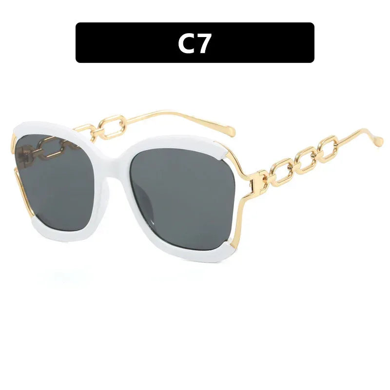 Big Square Rim Chain Sunglasses - Viexta