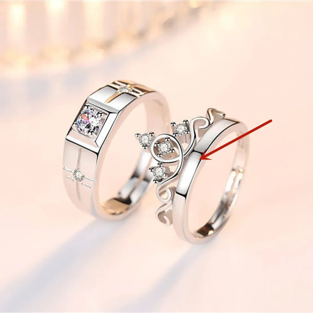 Crown Men's And Women's Diamond Couple Ring - Viexta