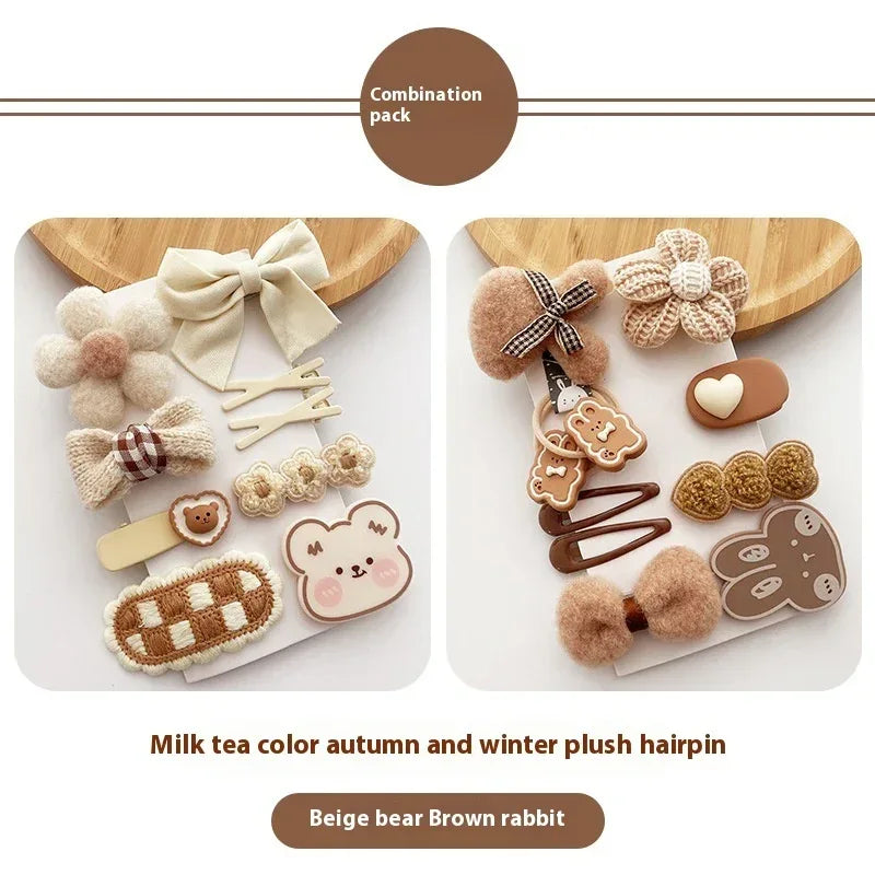 Korean Milk Tea Color Plush Hairpin - Viexta
