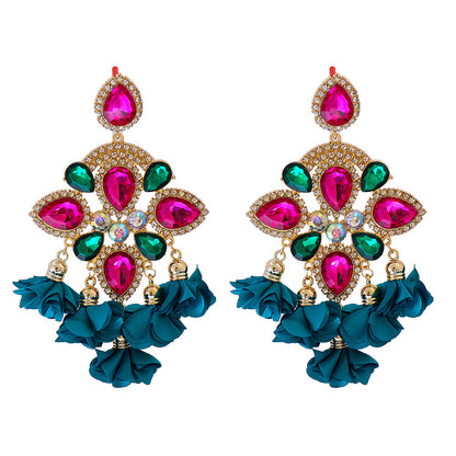 Bohemia Color Diamond Flower Earrings