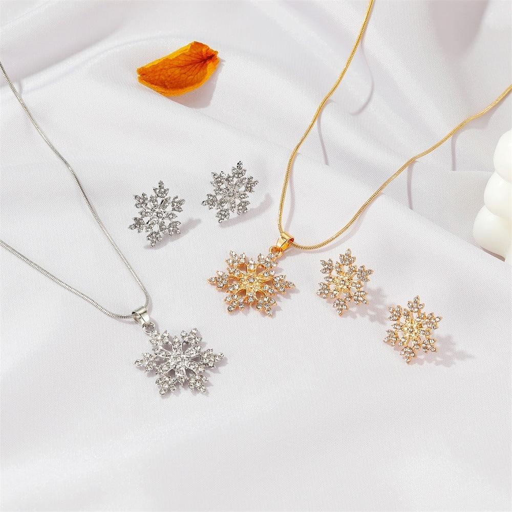 Snowflake Necklace Earring Set - Viexta