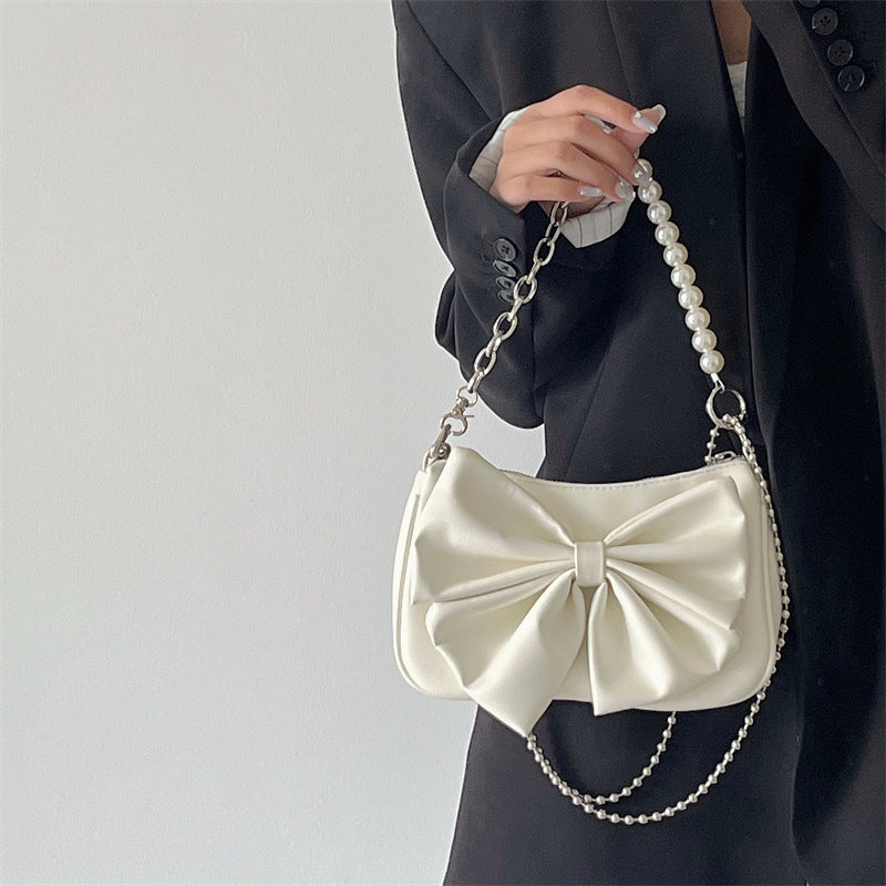 Black White PU Bow Handbags