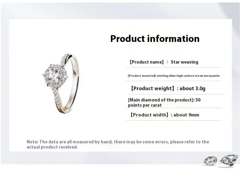Women's Woven Moissanite Sterling Silver Ring - Viexta