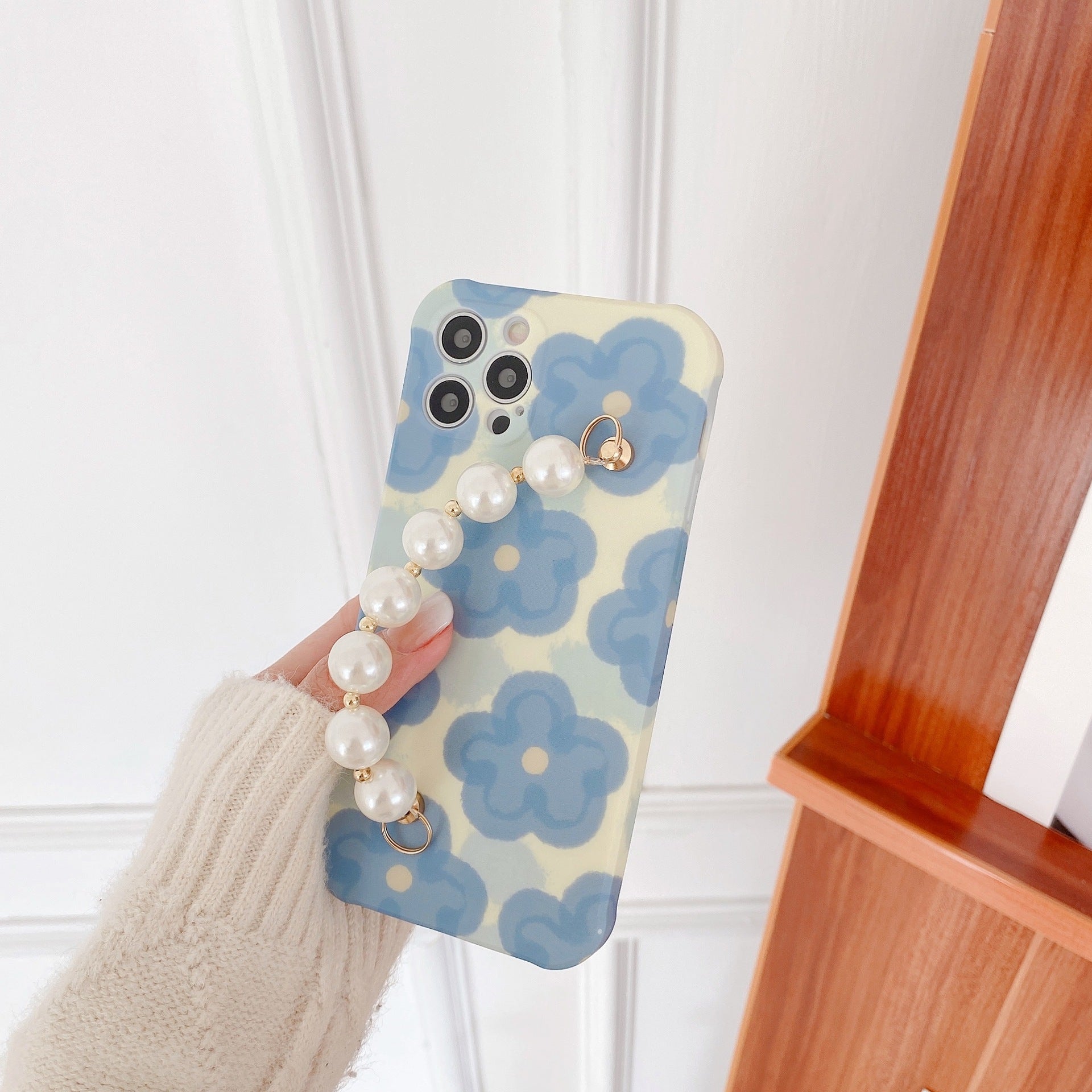 Blue Floral Pearl Bracelet iPhone case