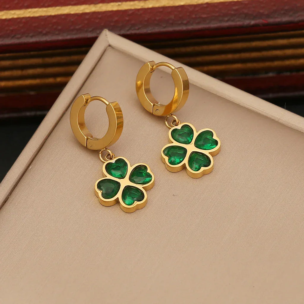 Emerald Love Earrings Necklace - Viexta