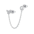 Women's Zircon Butterfly Alphabet One Piece Stud Earrings - Viexta