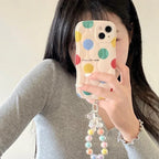 Color Polka Dot Chain Lanyard iPhone Case - Viexta