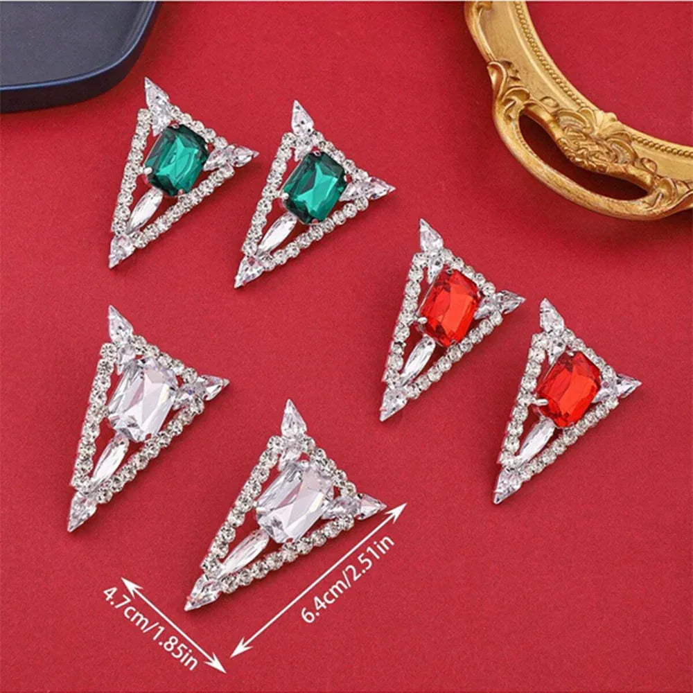 Multi-colored Exaggerated Rhinestones Triangle Jewel Earrings - Viexta