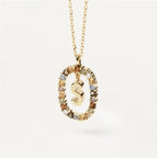 Colored Rhinestone Alphabet Necklace - Viexta