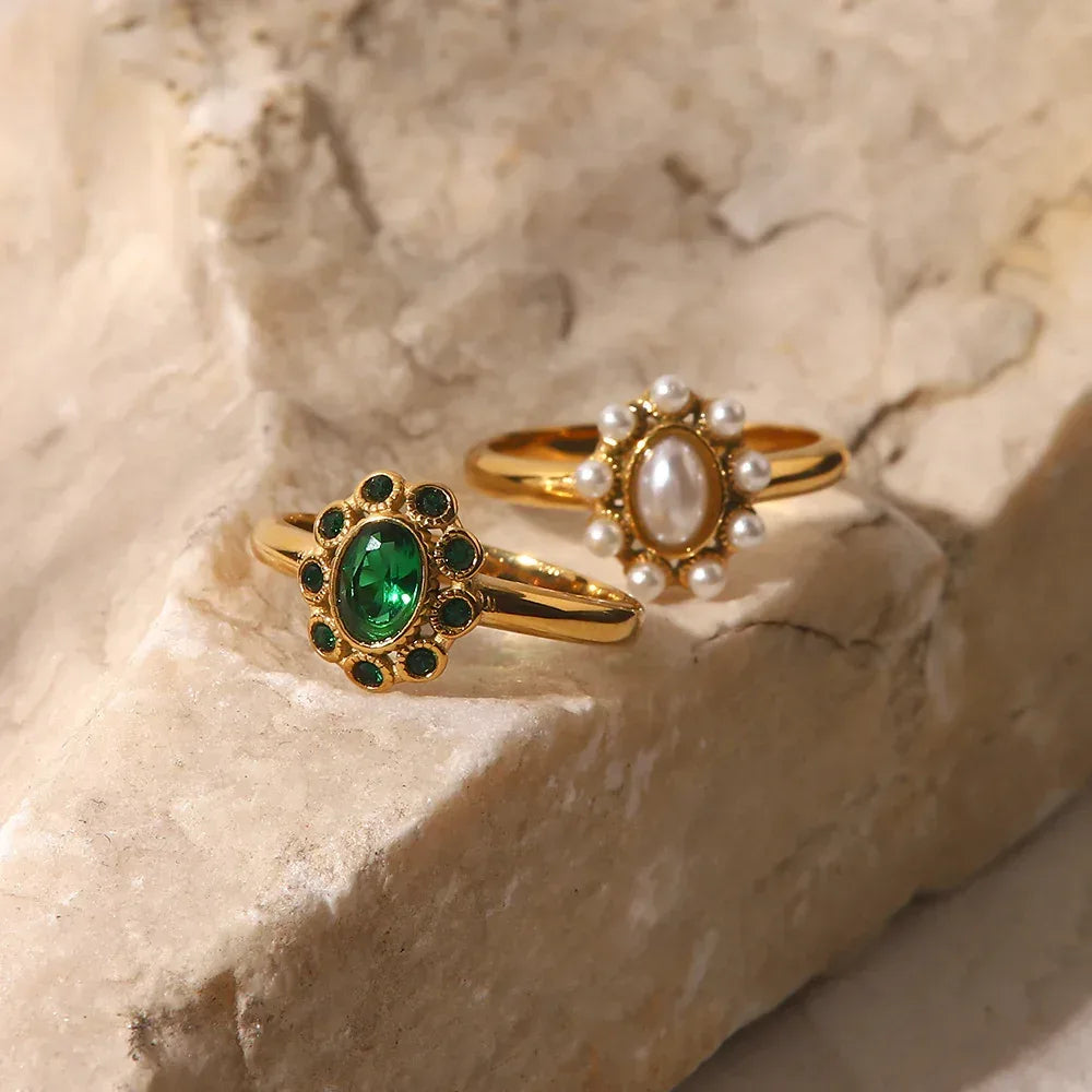 Green Zirconium white Diamond Ring - Viexta