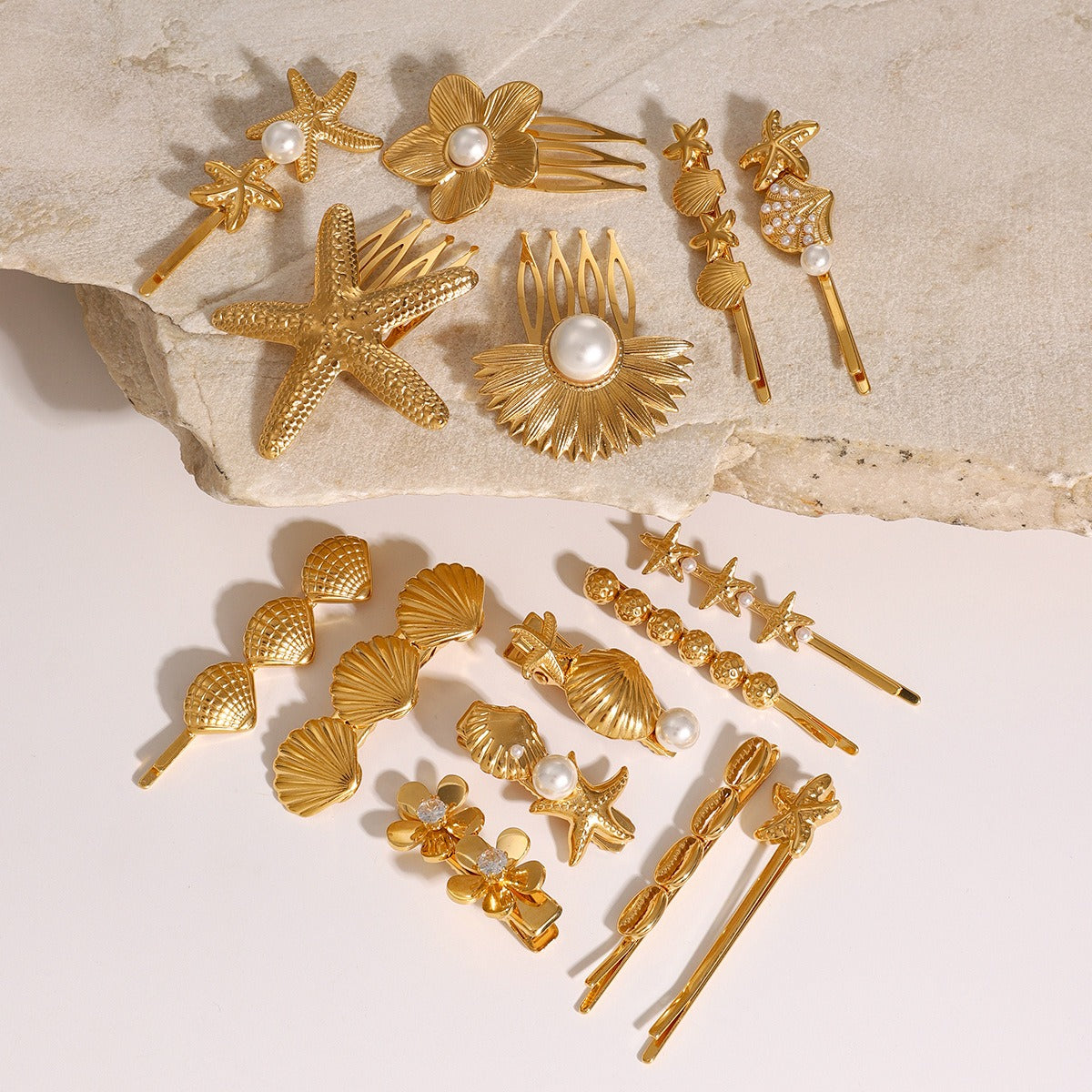 Stainless steel shell hair clip with bangs and metal hair accessories