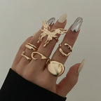 cold-butterfly-glossy-ring-set - Viexta