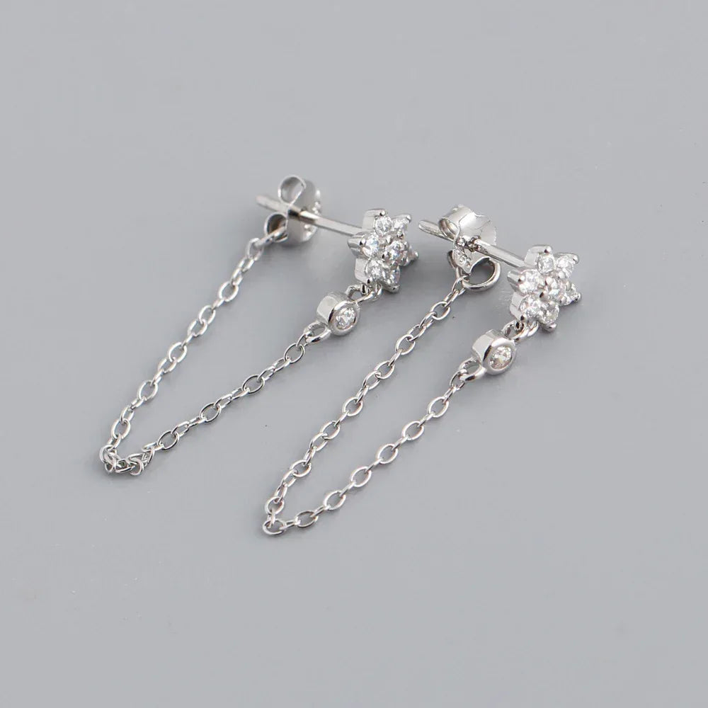 Plum S925 Sterling Silver Tassel Chain Earrings - Viexta