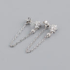 Plum S925 Sterling Silver Tassel Chain Earrings - Viexta