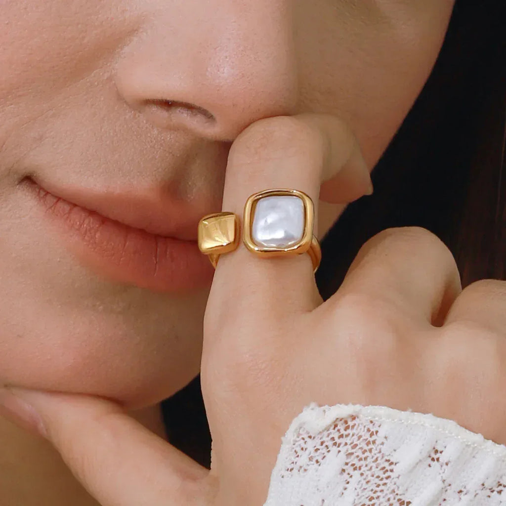 Stainless Steel Pearl Ring - Viexta