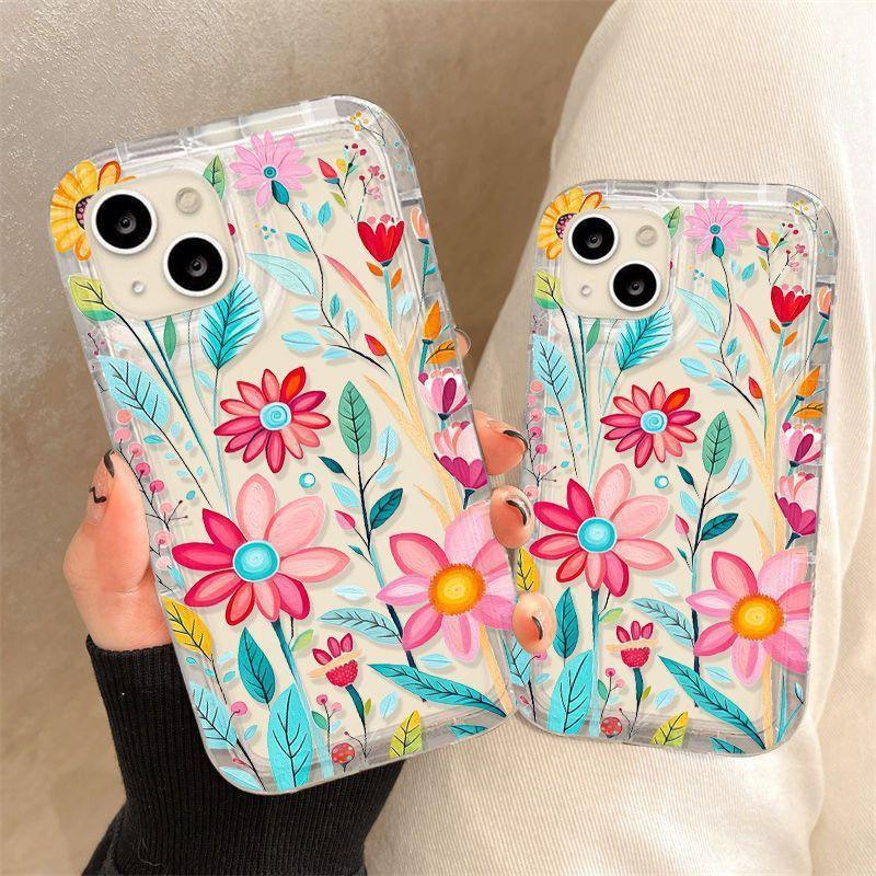 transparent-colorful-flowers-iphone-case - Viexta