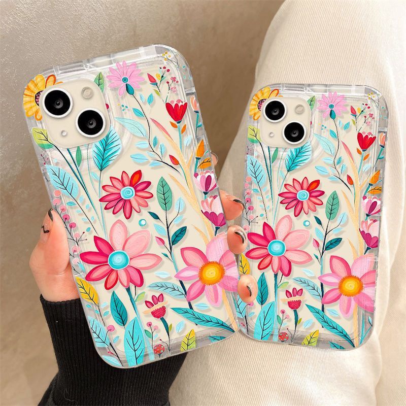 Transparent Colorful Flowers iPhone Case