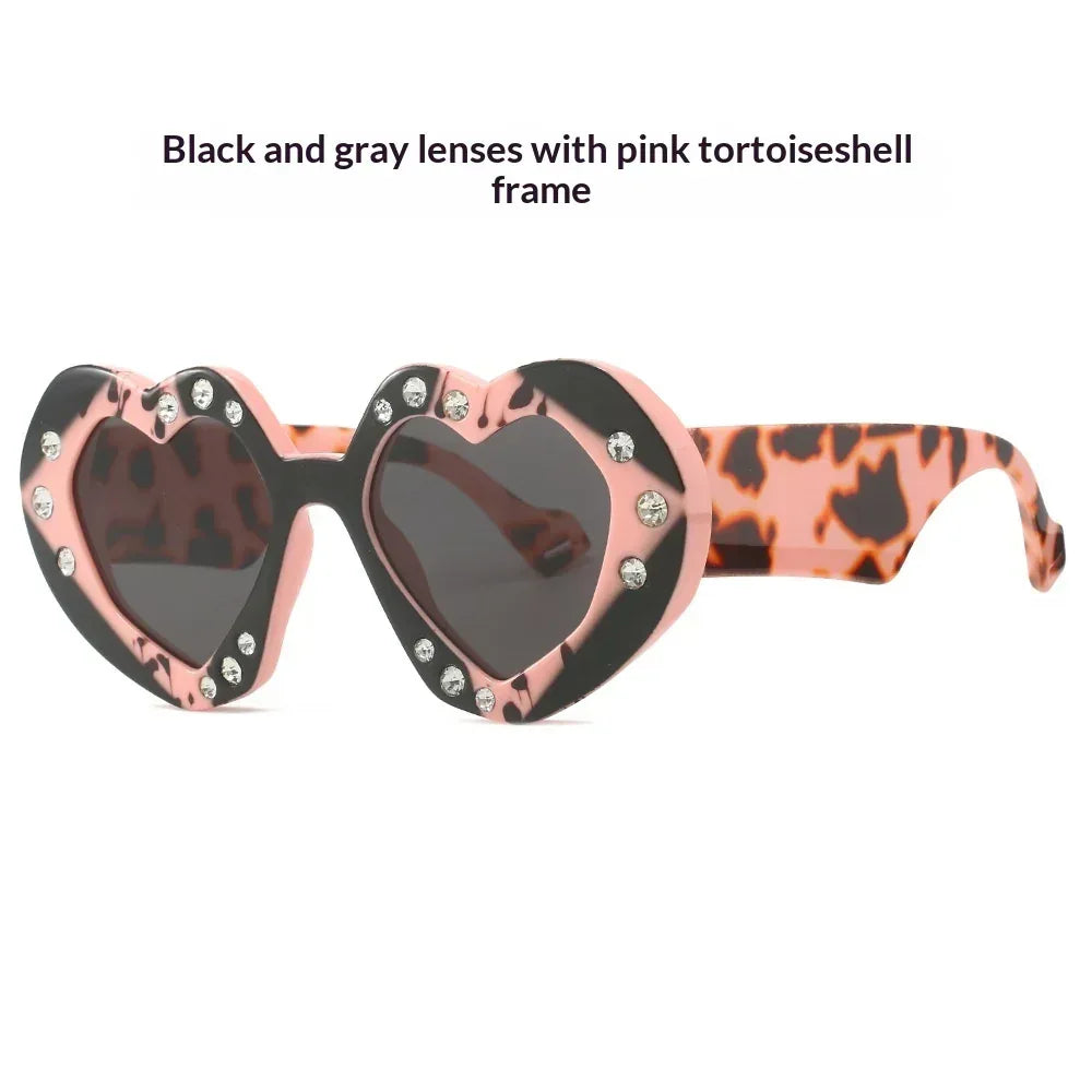 Diamond-Encrusted Heart-Shaped Sunglasses - Viexta