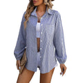 Loose Commute Long Sleeve Striped Shirt - Viexta