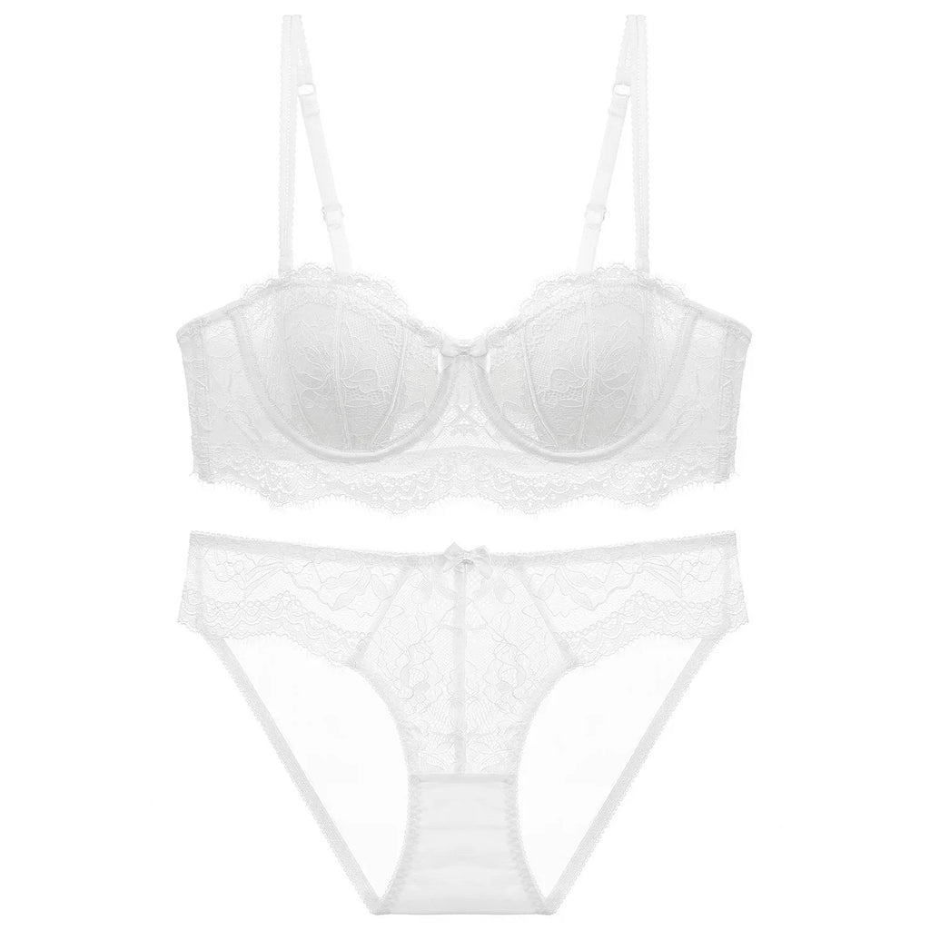 french-lace-lingerie-womens-half-cup-strapless-non-slip-backless-bra - Viexta