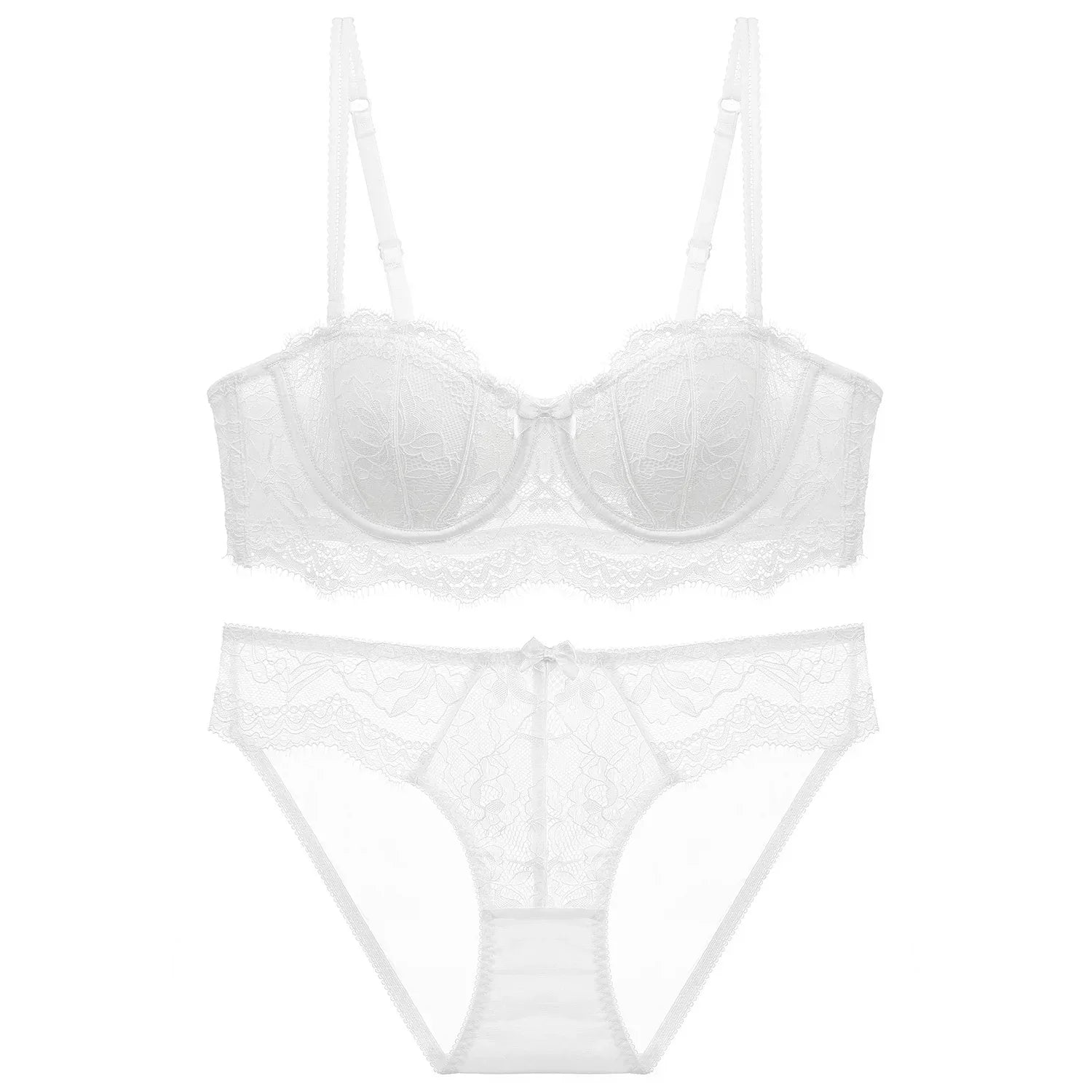 french-lace-lingerie-womens-half-cup-strapless-non-slip-backless-bra - Viexta