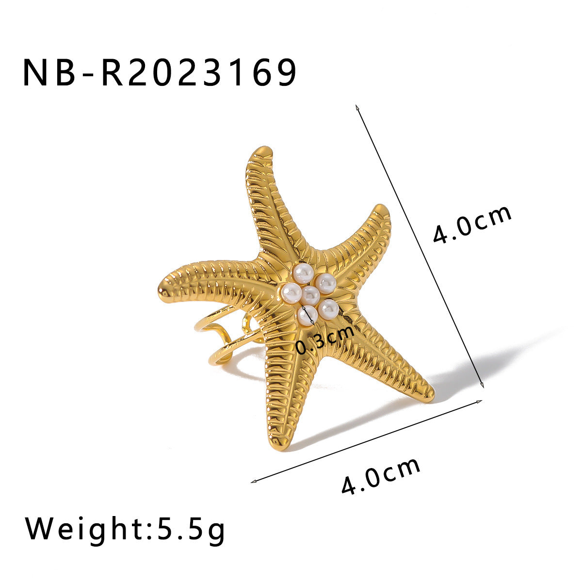 Starfish Stainless Steel18K Ring