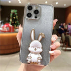 Plating Gradient Three-dimensional Rabbit iPhone Case - Viexta
