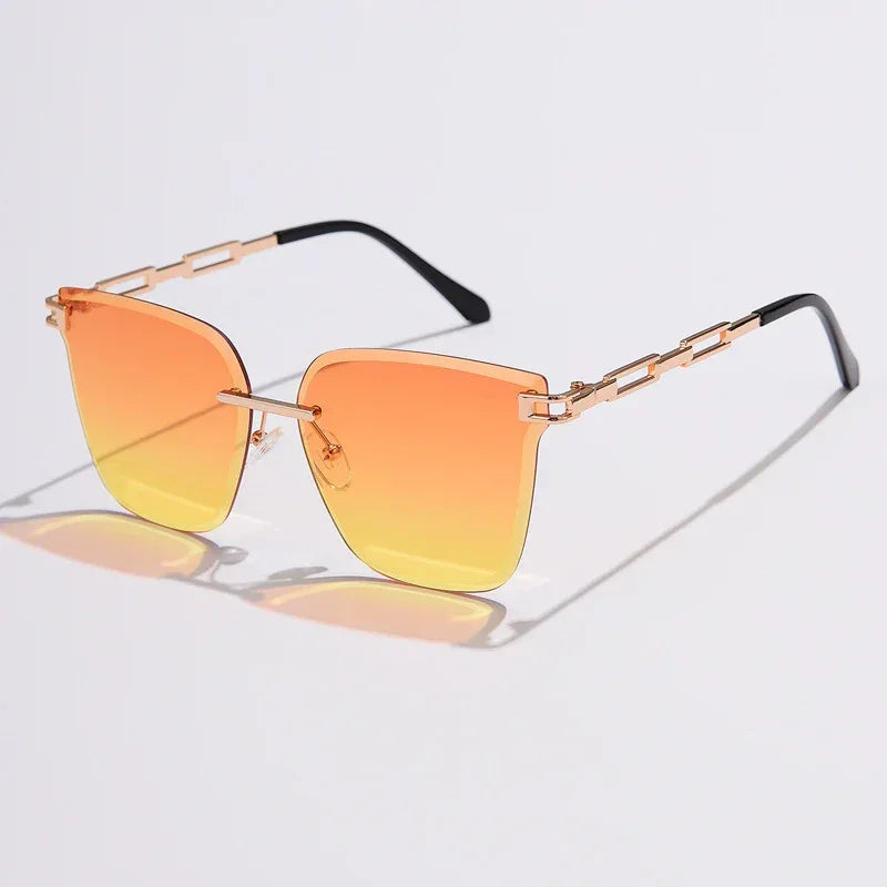 Frameless Trimming Metal Hollow Gradient Sunglasses - Viexta