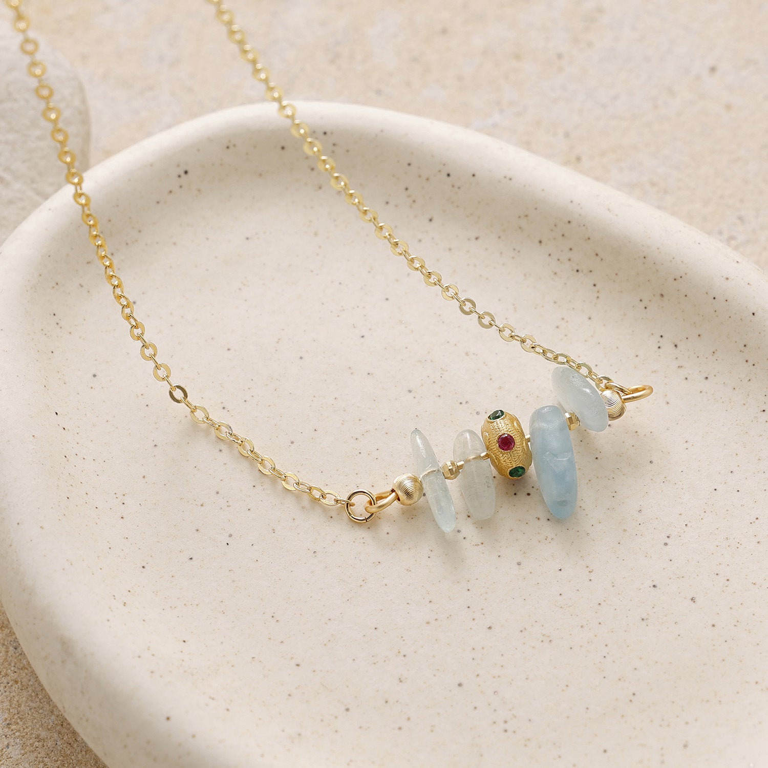 Natural Stone Waterdrop Vacation Pendant Necklace