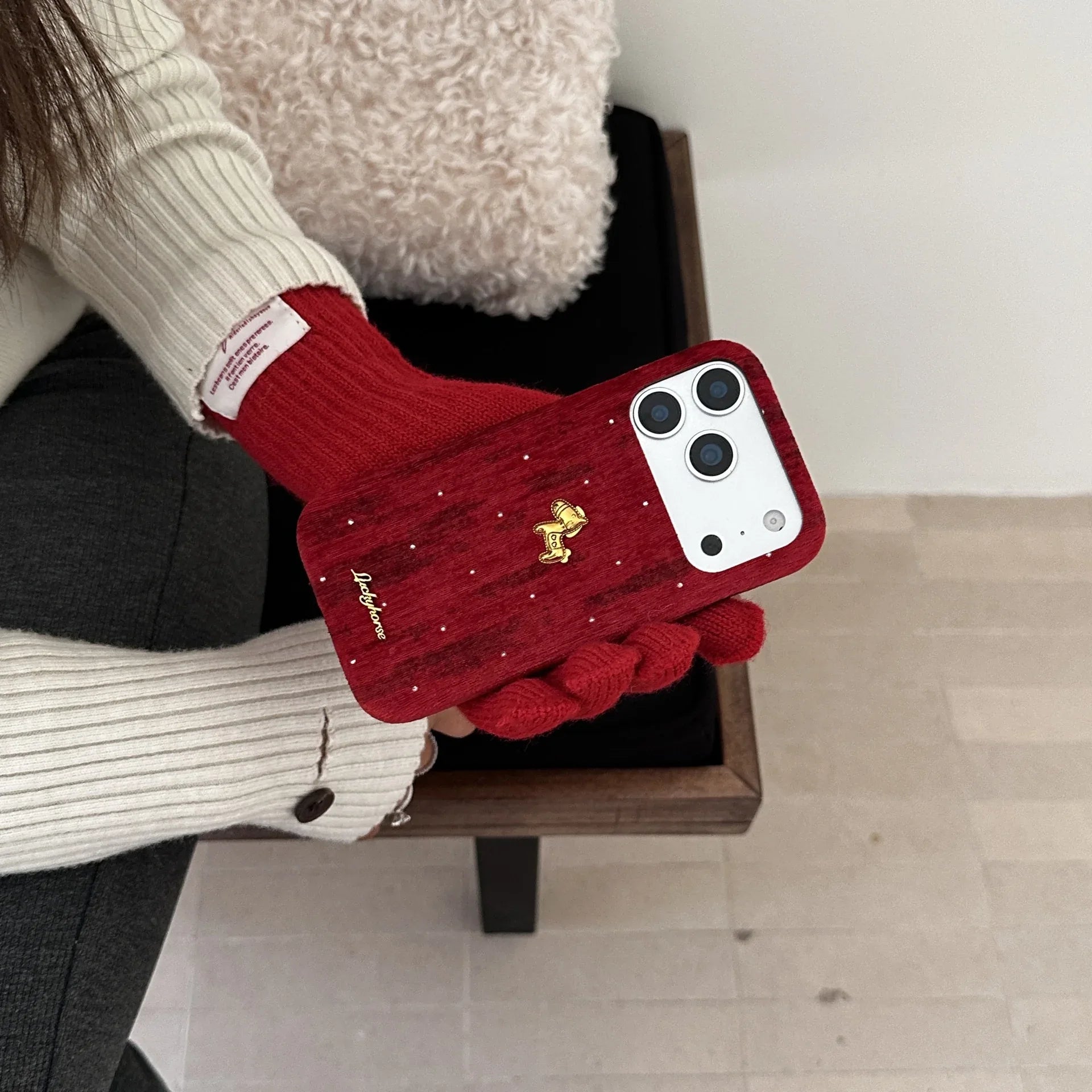 New Year Red Starry Velvet iPhone Case