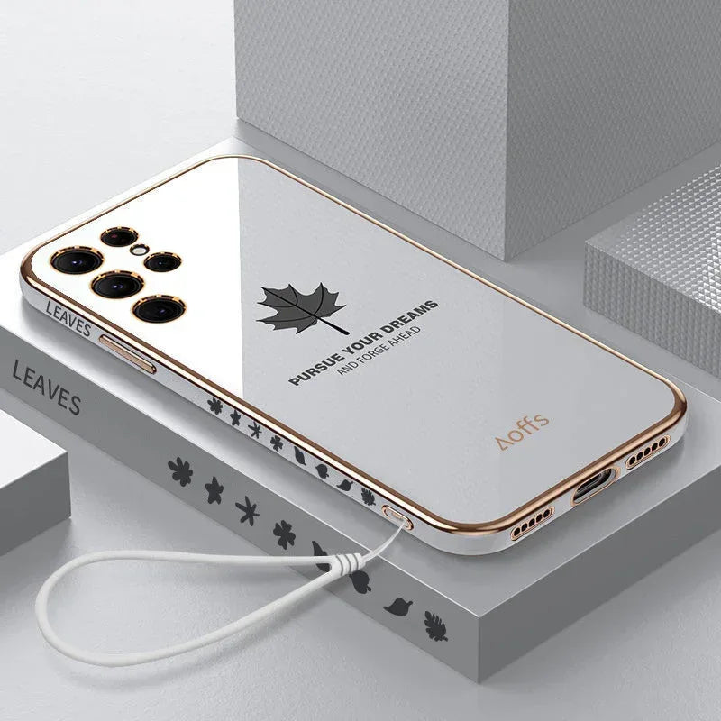 Straight Edge Electroplating Samsung Maple Leaf Case - Viexta