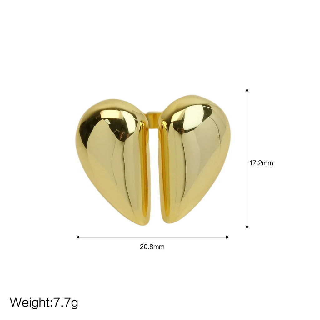 Brass Glossy Peach Heart Ring - Viexta