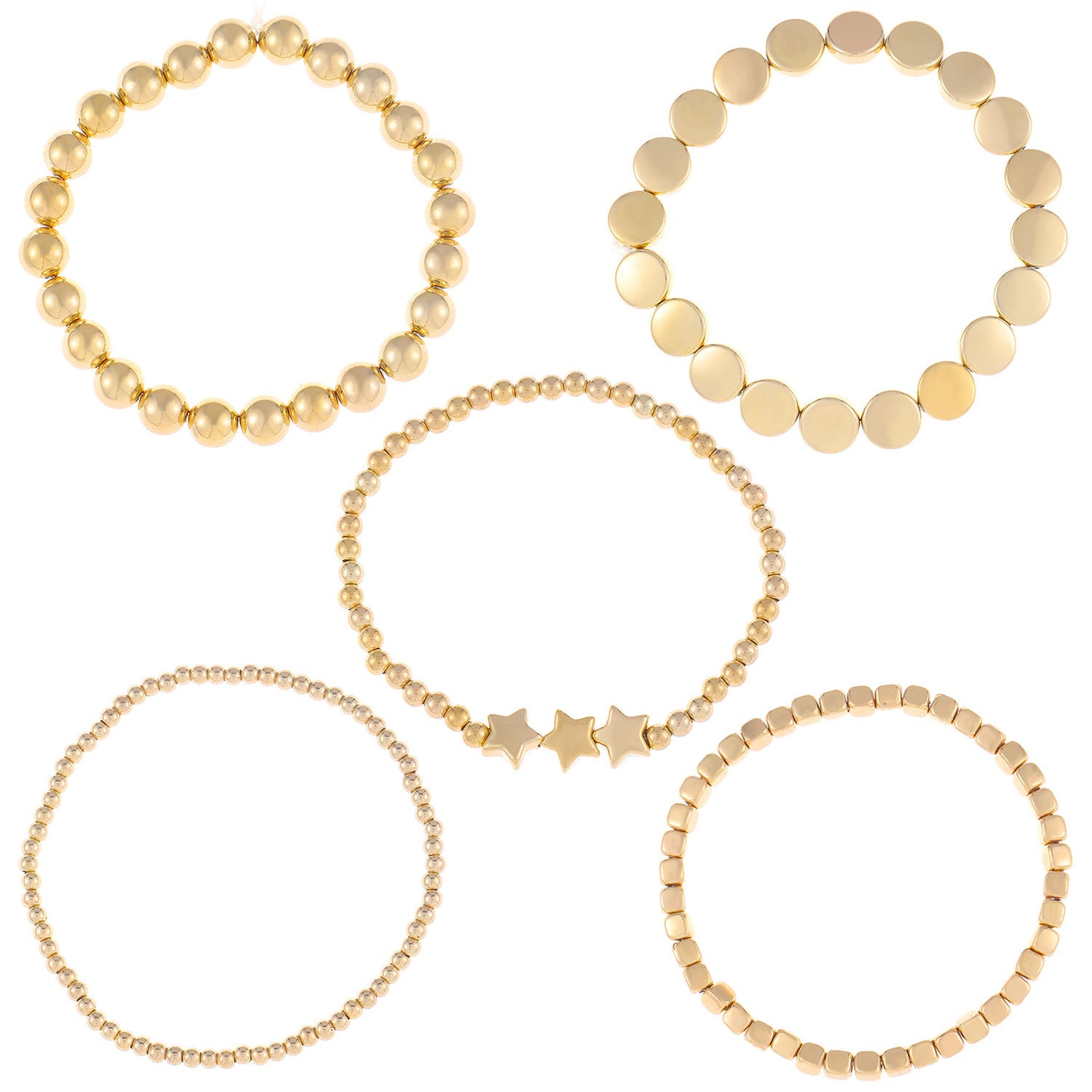 6piece Beaded Stretch Bracelet