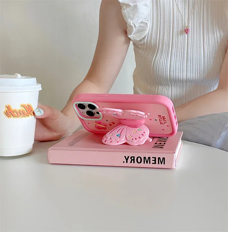 butterfly-creative-folding-bracket-silicone-iphone-case - Viexta