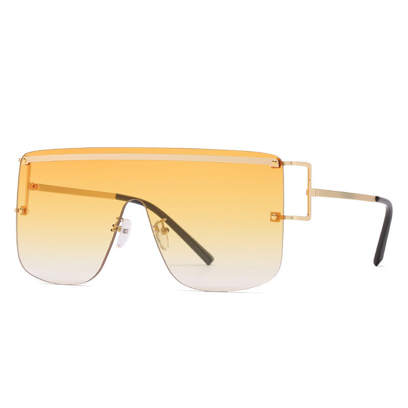 New Style One Piece Sunglasses Fashion Rimless Sunglasses Women's Trendy Sunglasses