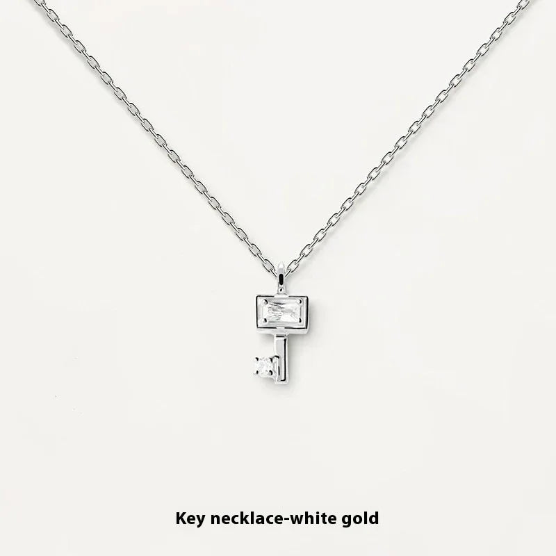 S925 Sterling Silver Locke & Key Necklace - Viexta