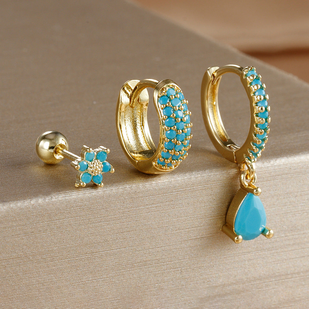 Pentagonal Flower Waterdrop Piercing Ear Bone Stud