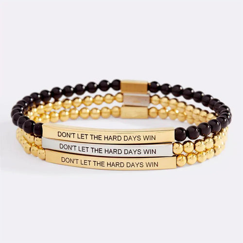 4mm Gold Bead Bracelet With Stainless Steel Curved Tube - Viexta