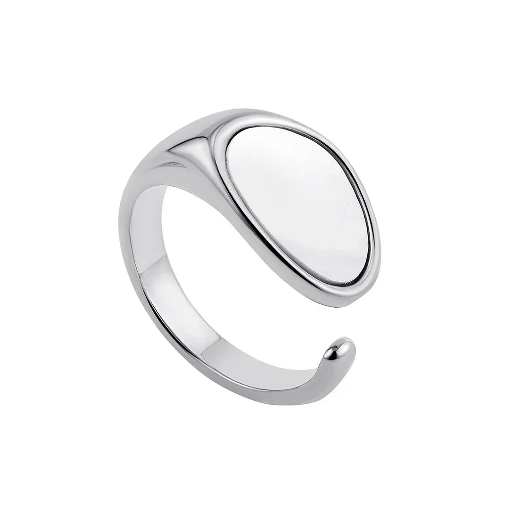 irregular-titanium-steel-ring-with-water-droplet-knot-opening - Viexta