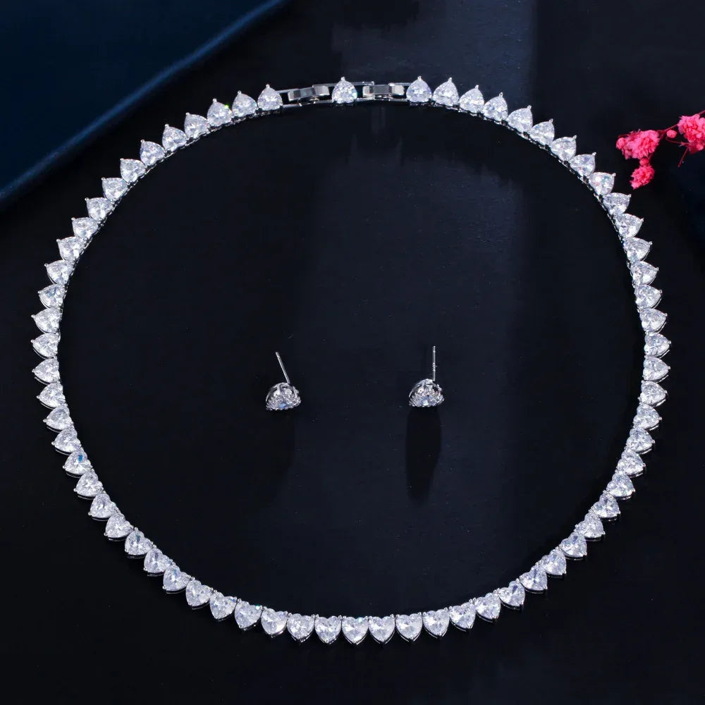 diamond-heart-shaped-zircon-necklace-and-earring - Viexta
