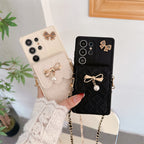 Pearl Butterfly Rhombus Card Holder Samsung Phone Case