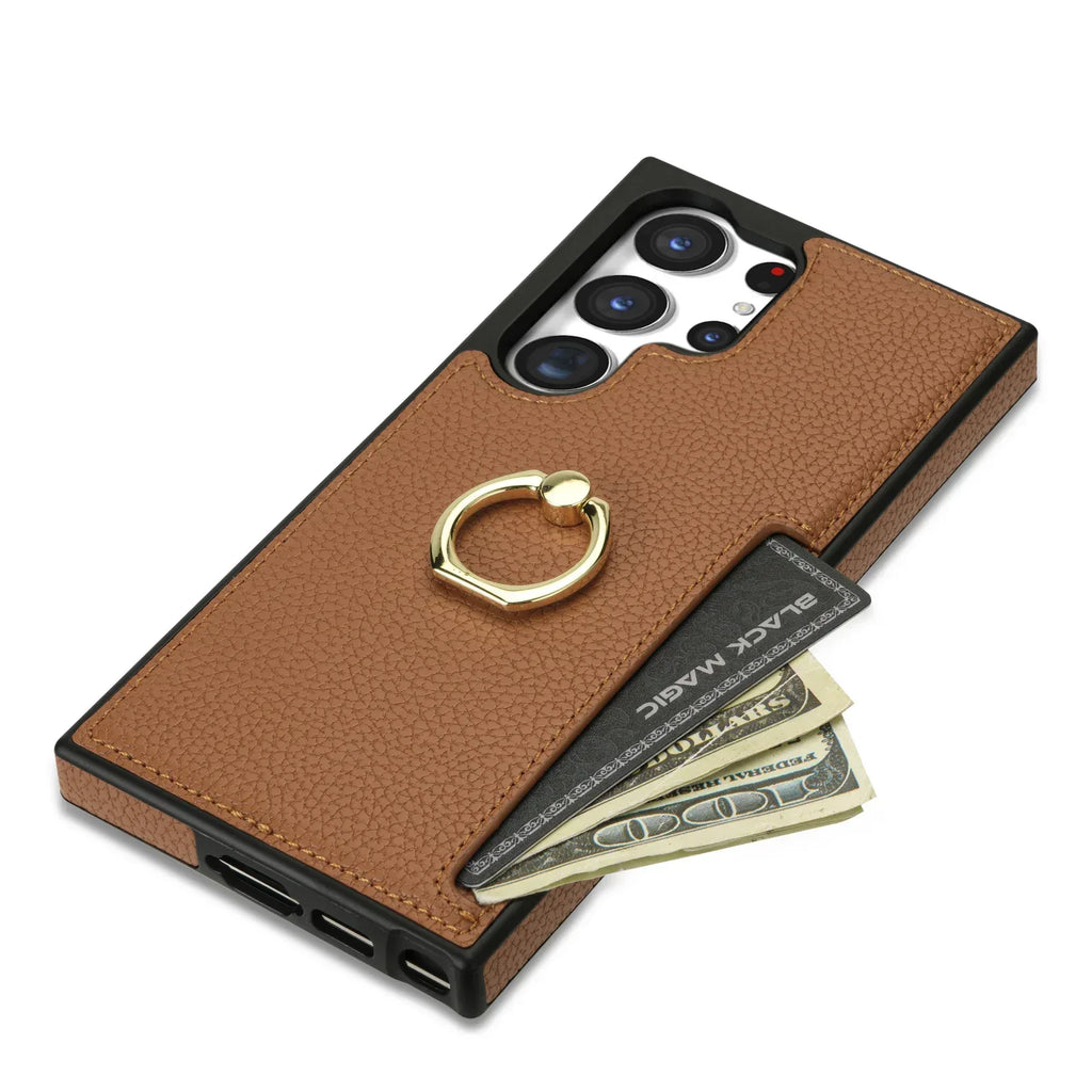 litchi-pattern-fastened-ring-samsung-case - Viexta