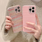Retro Woven-pattern Leather iPhone Case - Viexta