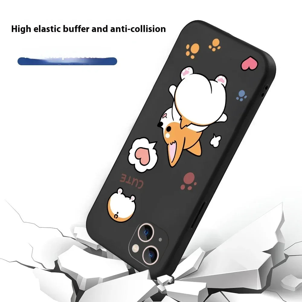 Corgi Cartoon Silicone Soft Cover iPhone Case - Viexta