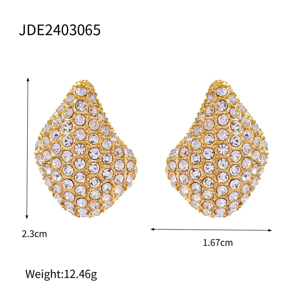 18k-gold-stainless-steel-white-diamond-bean-water-drop-earrings - Viexta